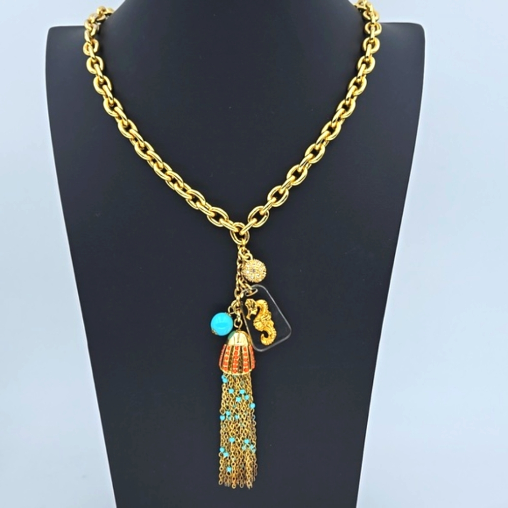 Lilly Pulitzer Seahorse & Tassel Pendant Necklace